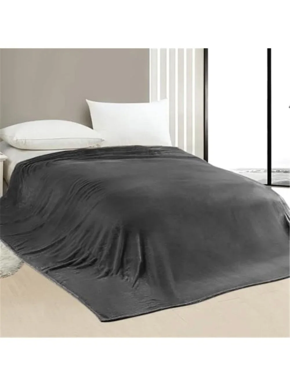 Oversized King Fleece Blanket Extra Large Flannel Throw Soft Warm Dark Gray